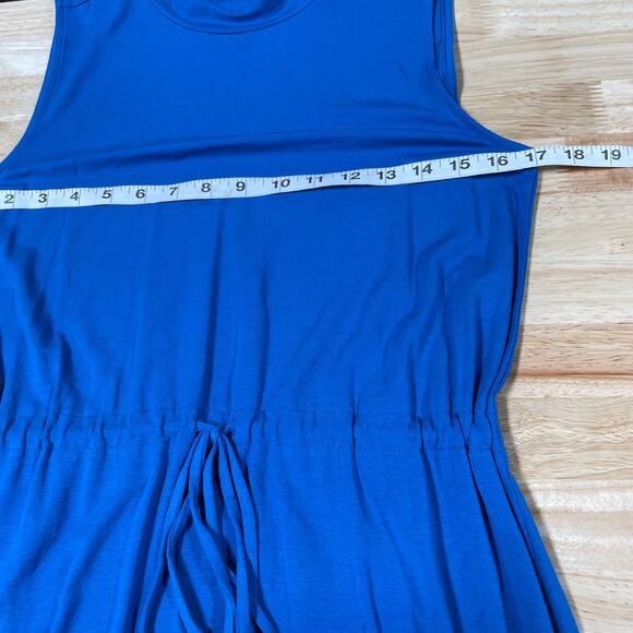 Eileen Fisher NWT Mock Neck Drawstring Tie Waist Blue Marne Size XS Sleeveless - Picture 4 of 9